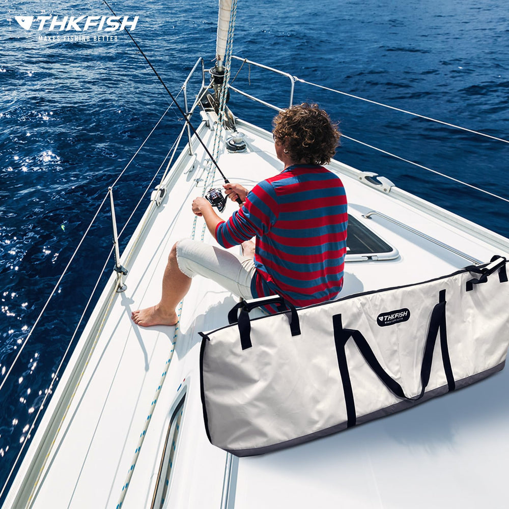 Bag folded compact for easy storage on boat