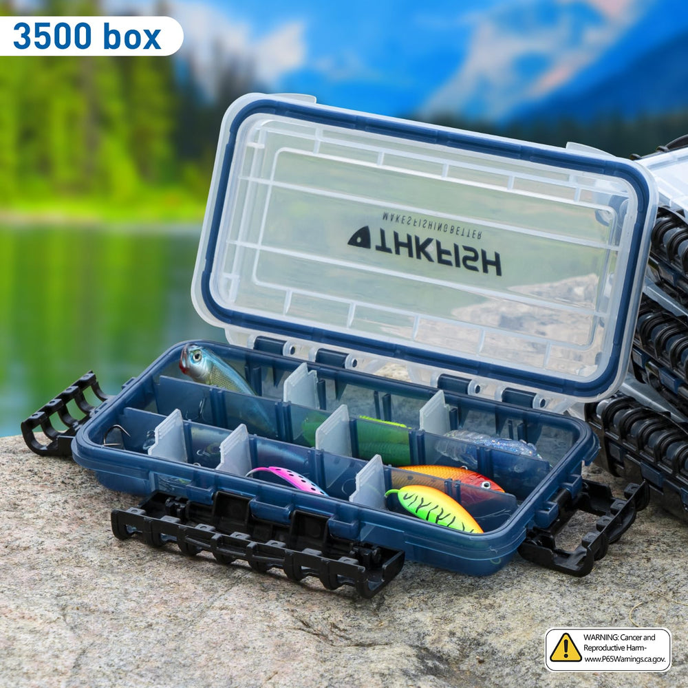 Inside view showing adjustable dividers for 3500 tackle box