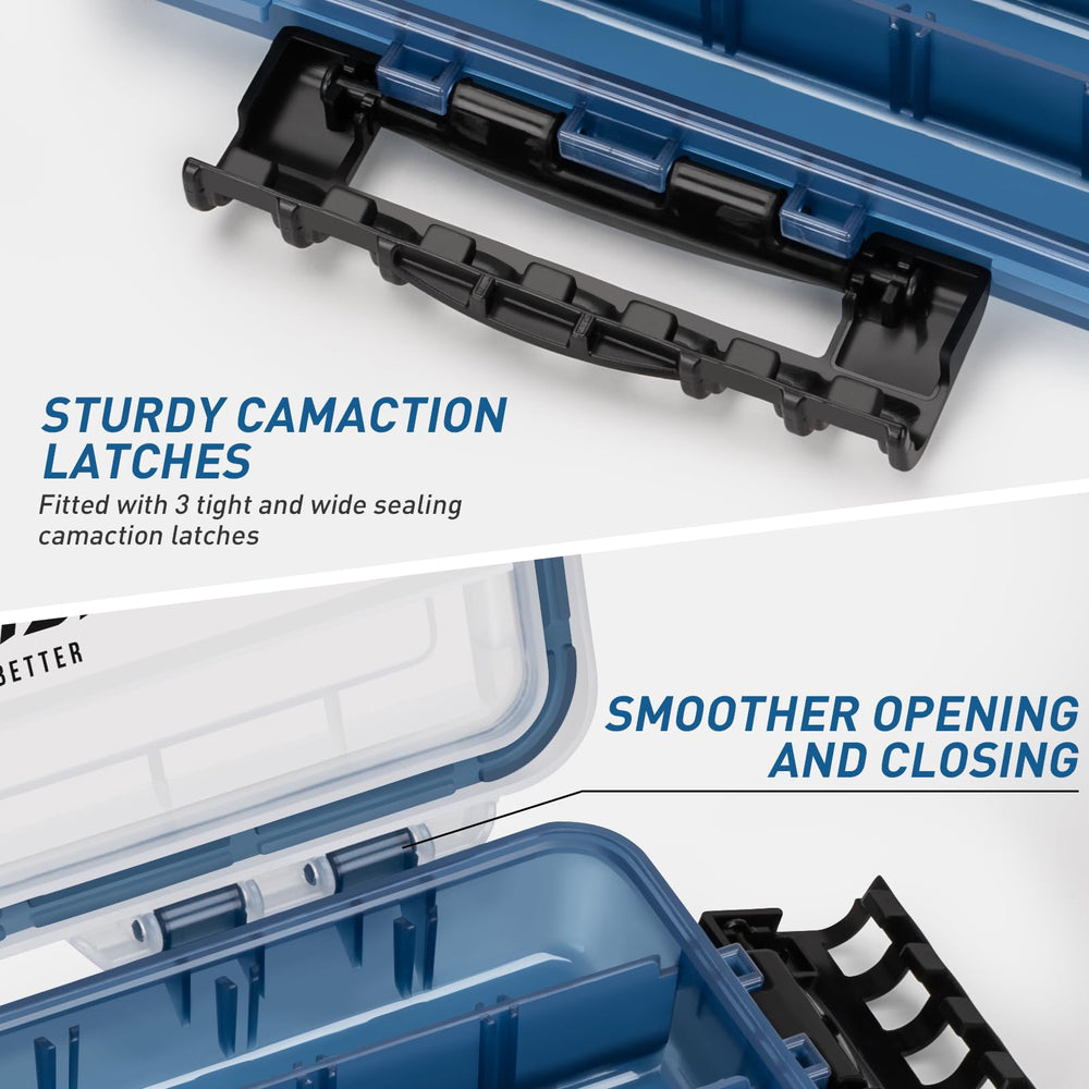 Tackle box floating on water for easy recovery