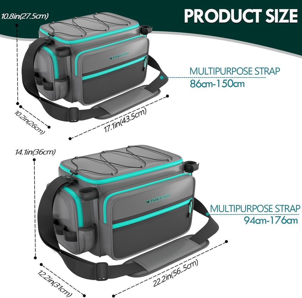 THKFISH tackle bag open with removable divider