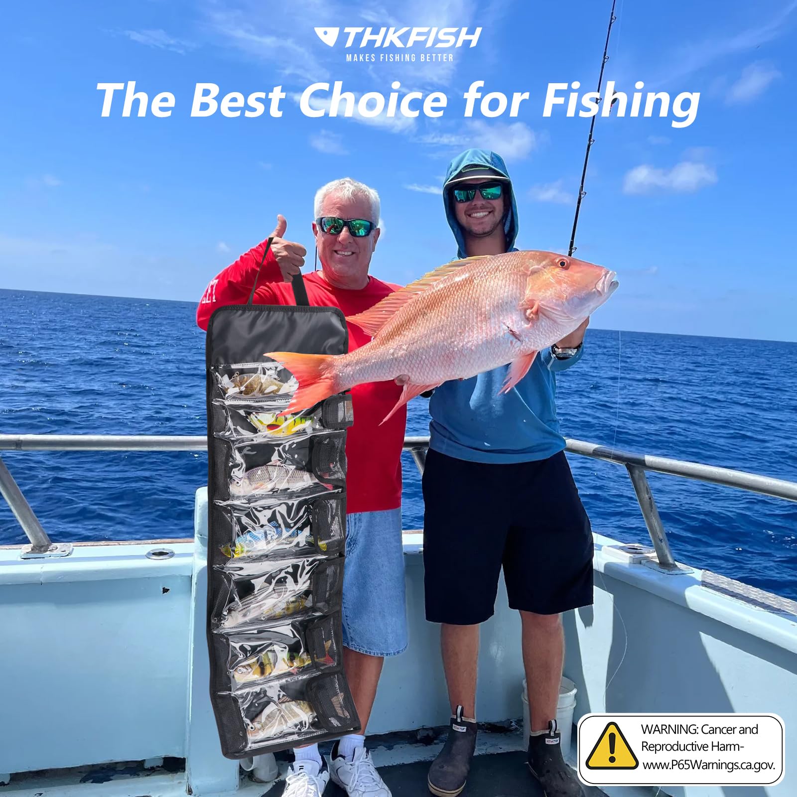 Bag in use with lures for saltwater boat trolling