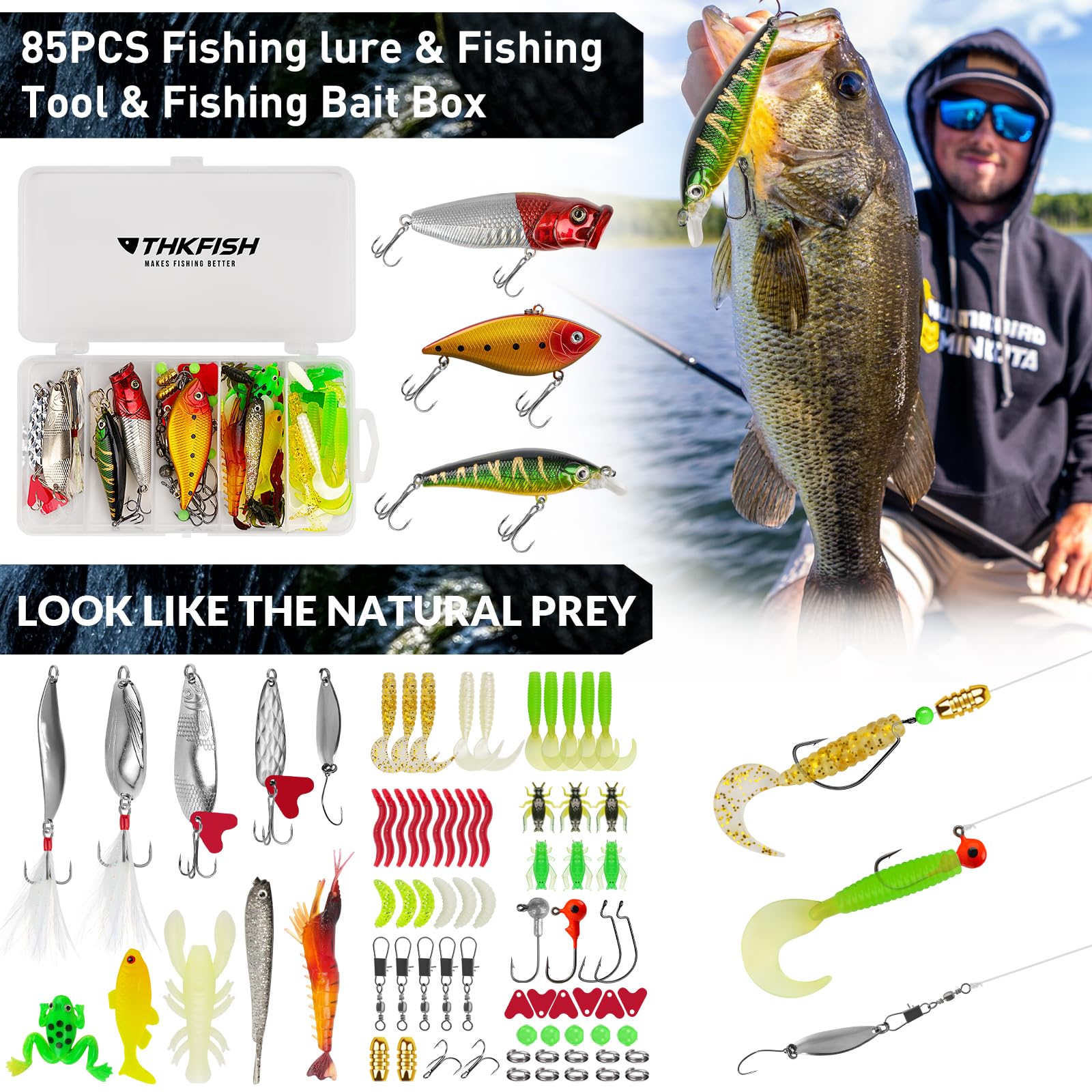 THKFISH fish lip gripper included for safe handling of catches.