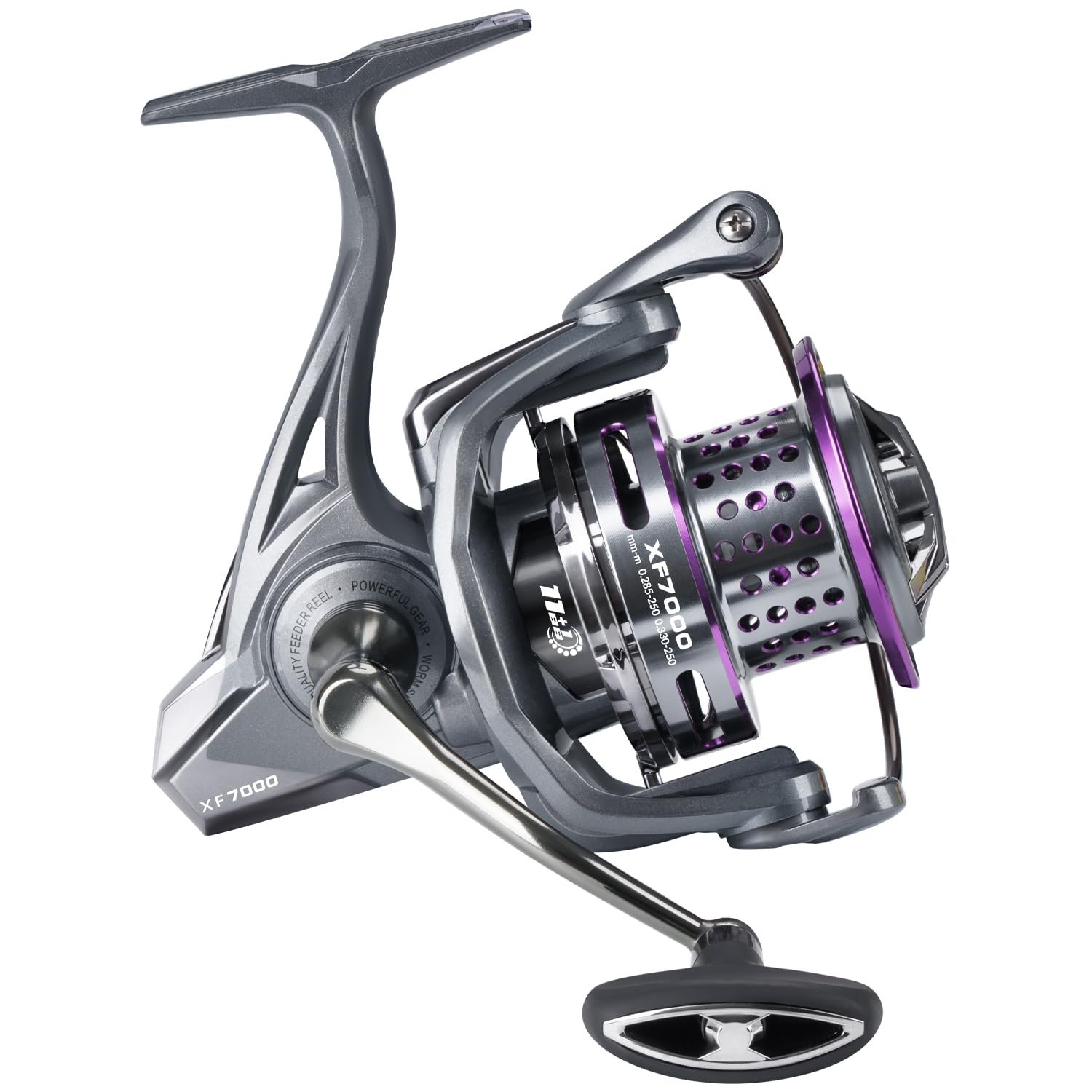 THKFISH saltwater spinning reel 7000 side view shows CNC aluminum body for durable surf fishing.