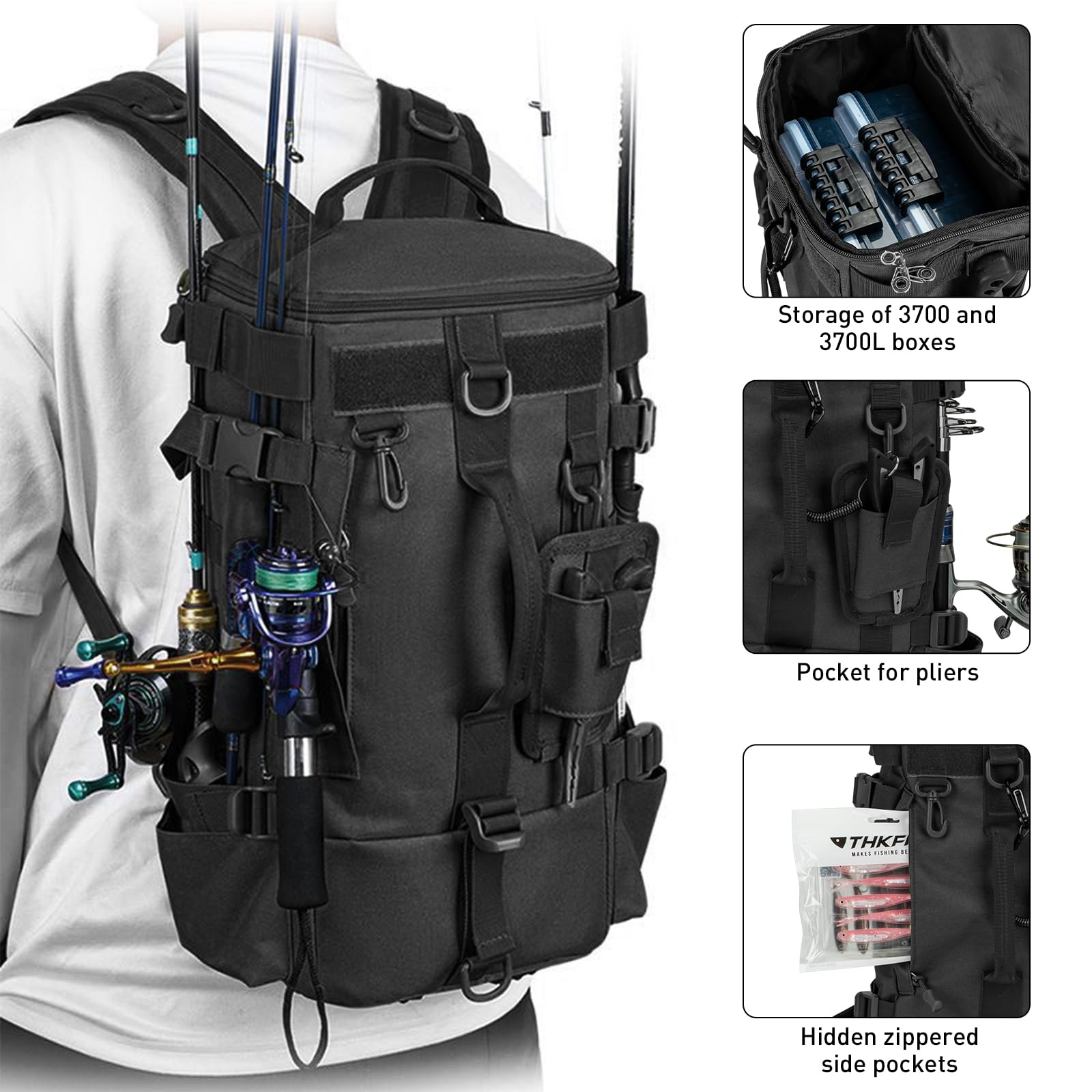 THKFISH waterproof tackle bag in use on a misty morning, protecting gear from splashes.