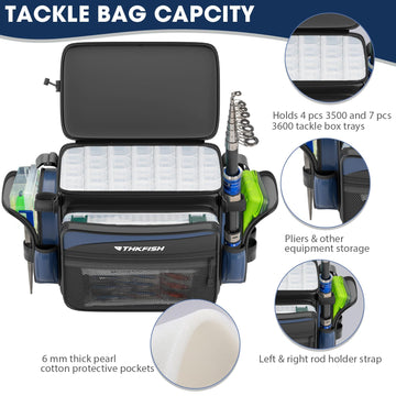 Front pockets, mesh pockets, and D-ring buckles for gear organization.