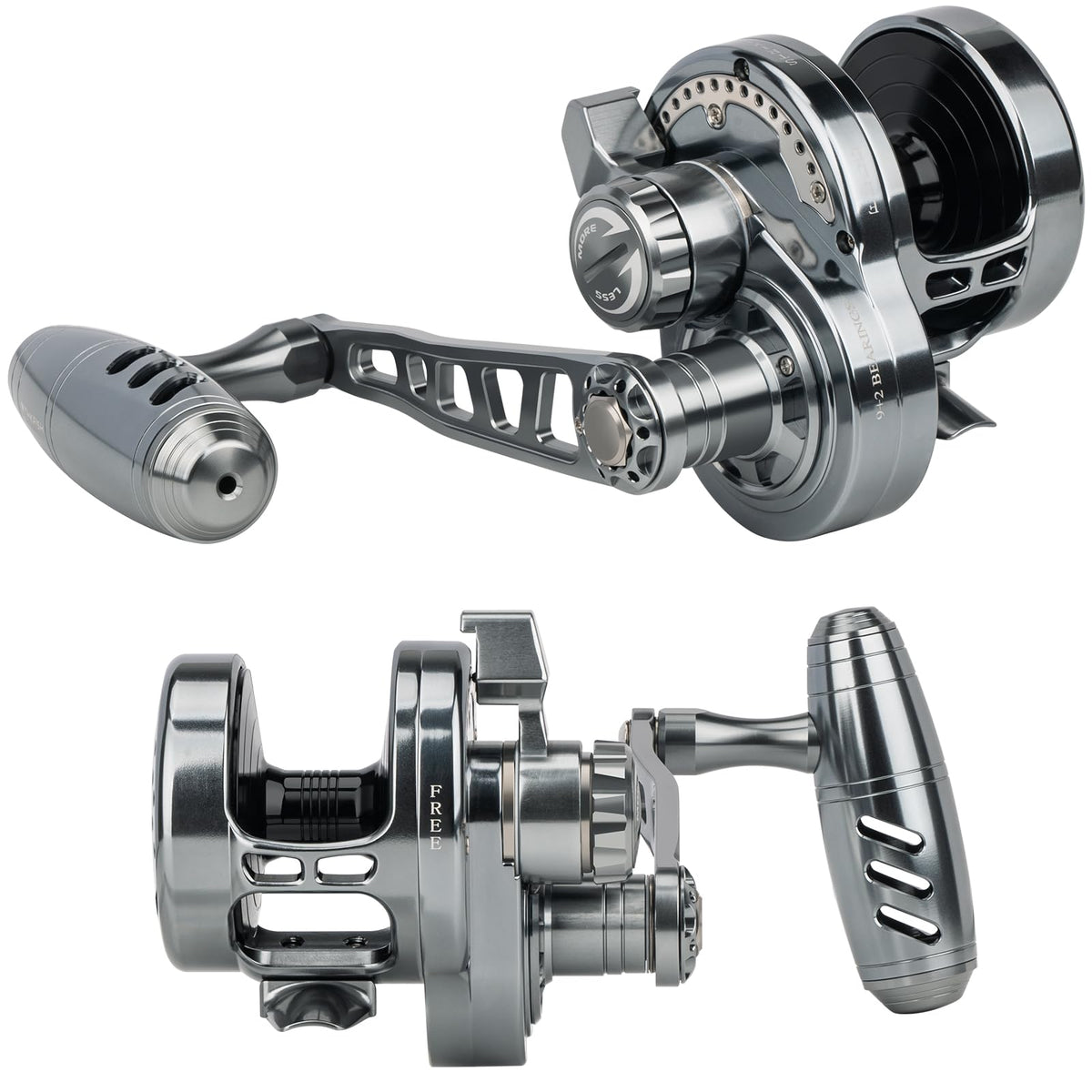 THKFISH Slow Pitch Jigging Reel side view with aluminum frame