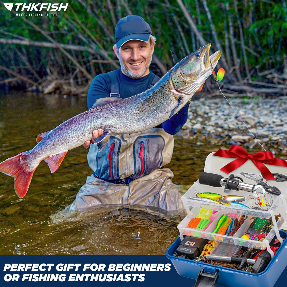 Inside view of THKFISH 3-layer tackle box with organized compartments