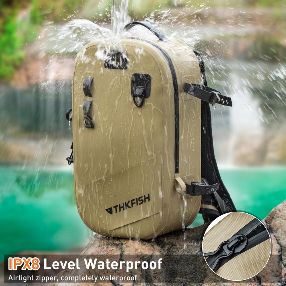 THKFISH IPX8 waterproof backpack breathable back panel for long-day comfort