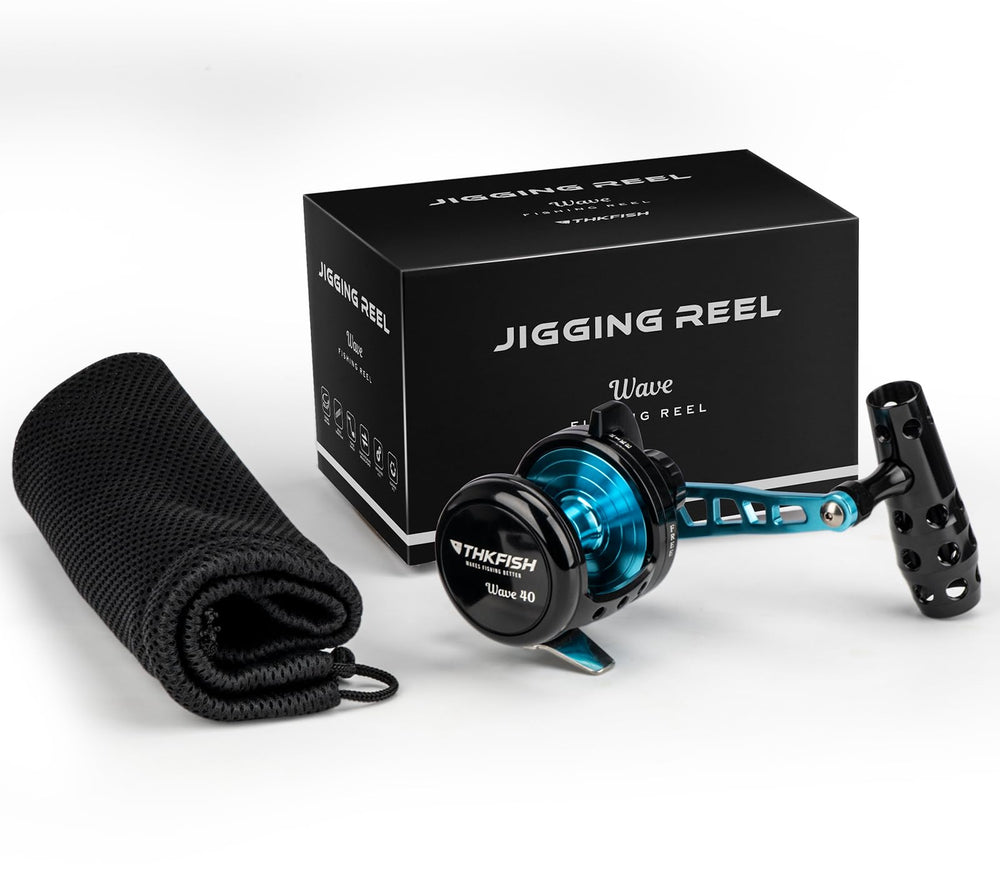 THKFISH slow-pitch jigging reel in-use during a saltwater jigging session