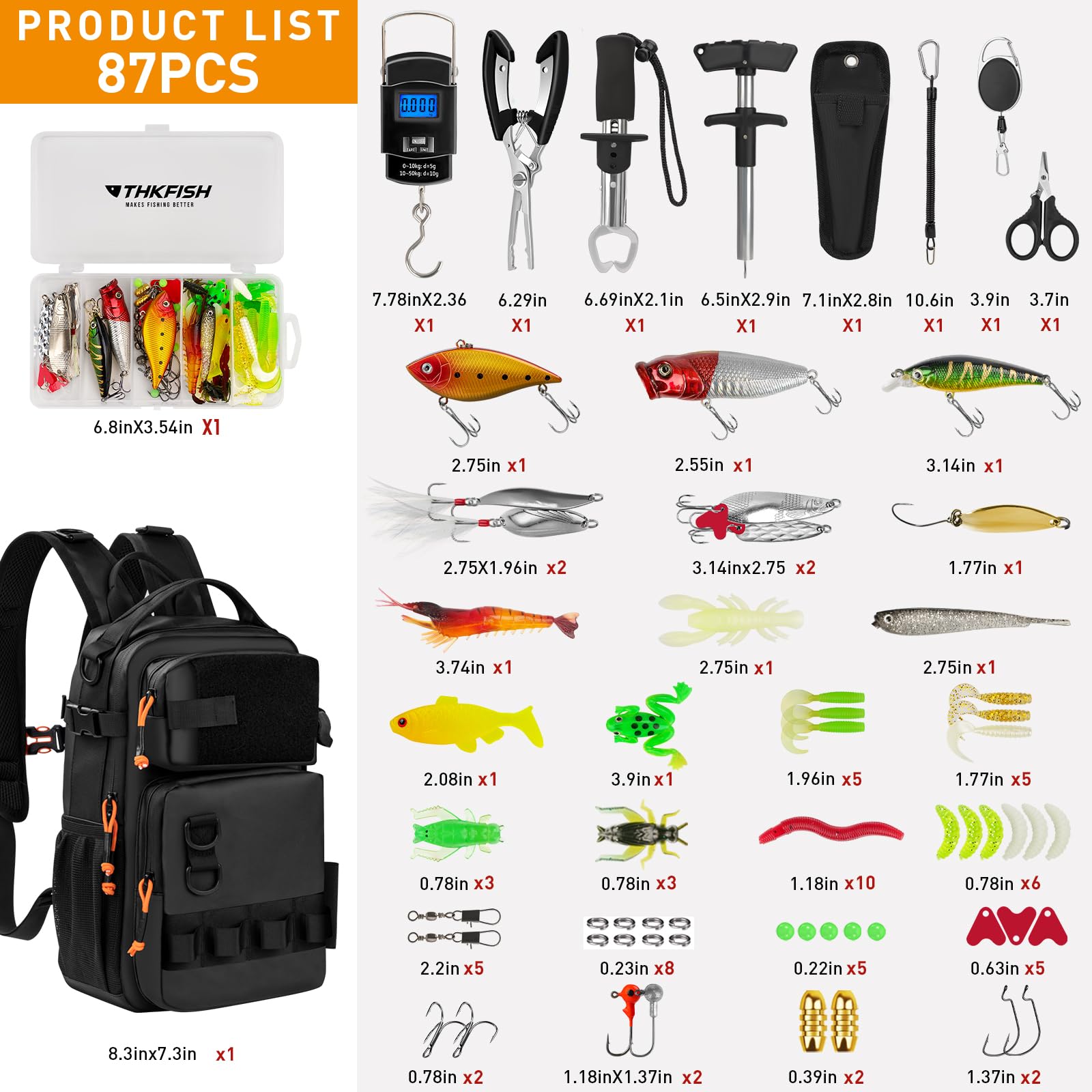 THKFISH bait tool caddy keeps 78 pieces organized and accessible.