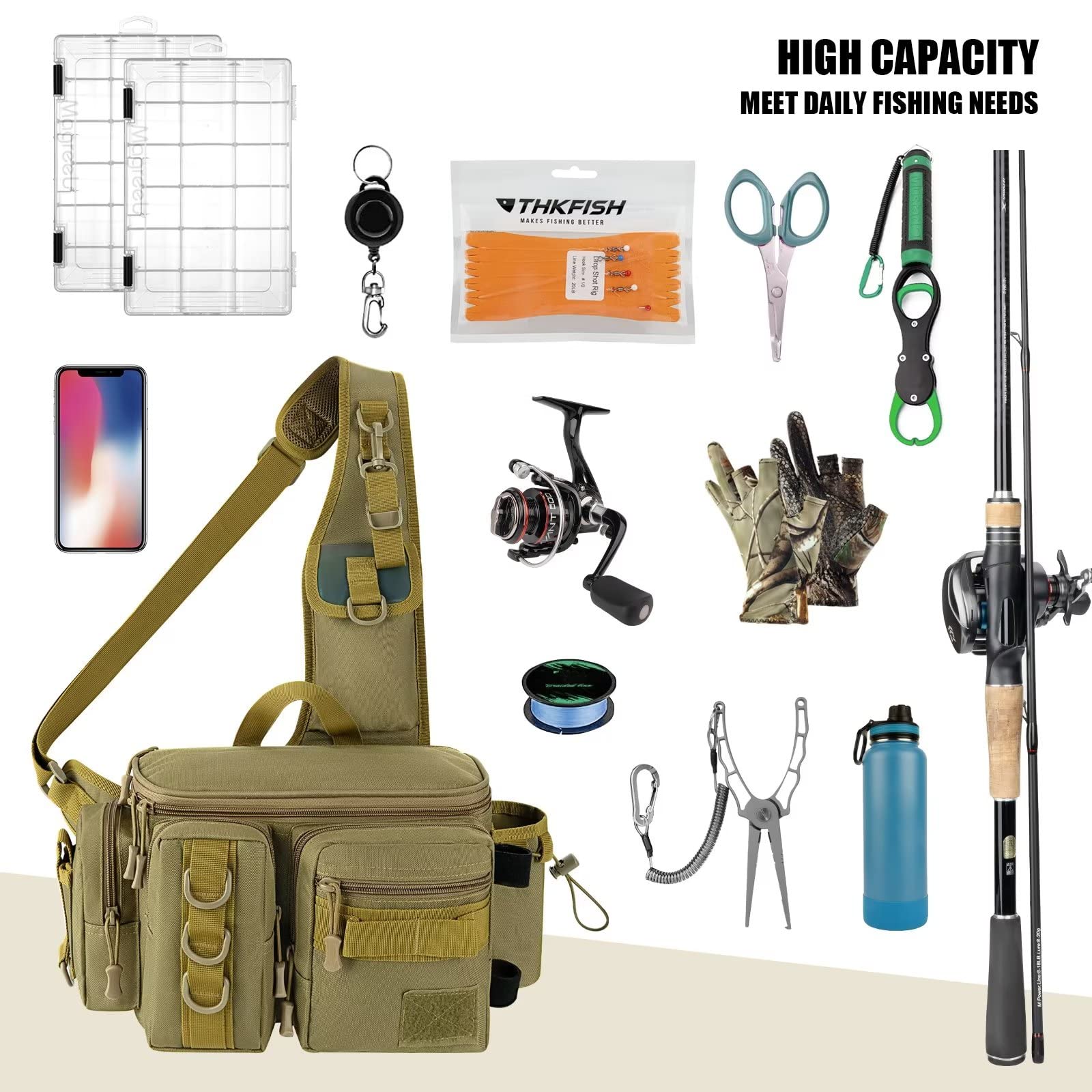 THKFISH tackle bag waist strap shows stabilizing support during rapid movements