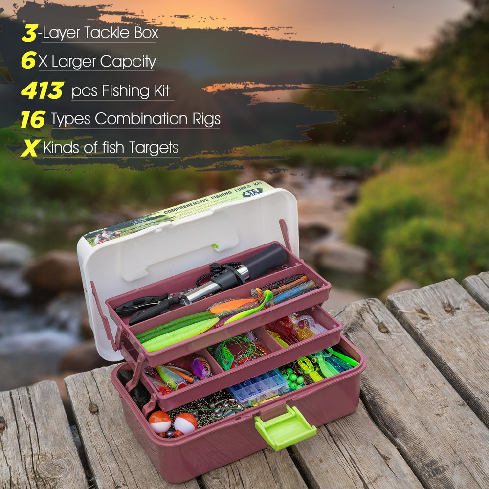 Compartments inside THKFISH 3-layer tackle box