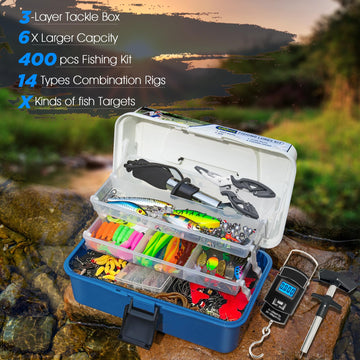 Pliers, digital scale, and other accessories included in the THKFISH kit