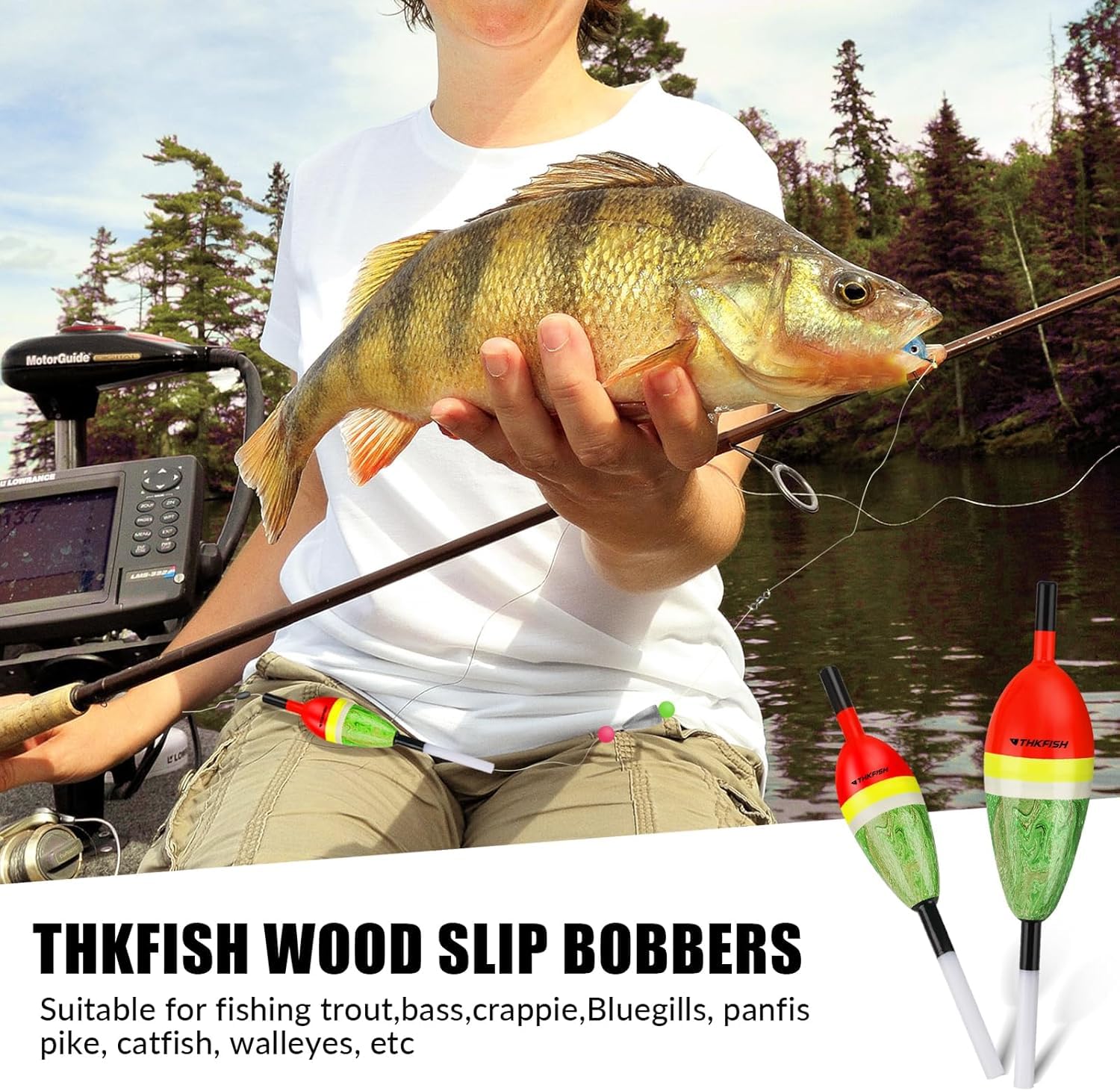 Slip bobber sizes: 1x2.5x5, 0.9x2.5x4.6, 0.7x2x4 inches