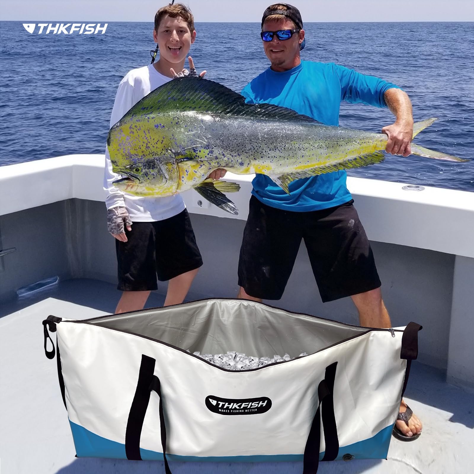 THKFISH carry-friendly design image highlights wide grip handle and space-saving foldability for portable trips