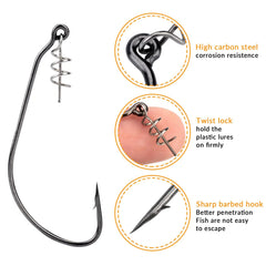 THKFISH twist-lock and weighted swimbait hooks packaging display