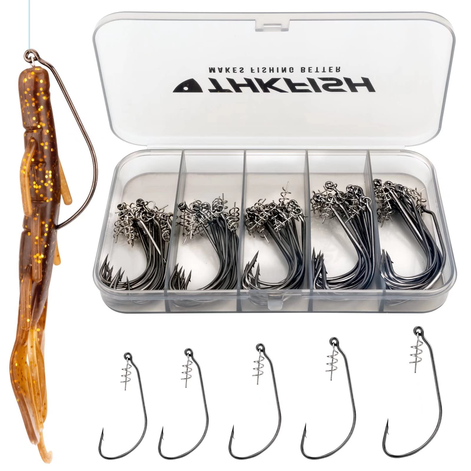 THKFISH 60-pack twist-lock swimbait hooks hero image on white background