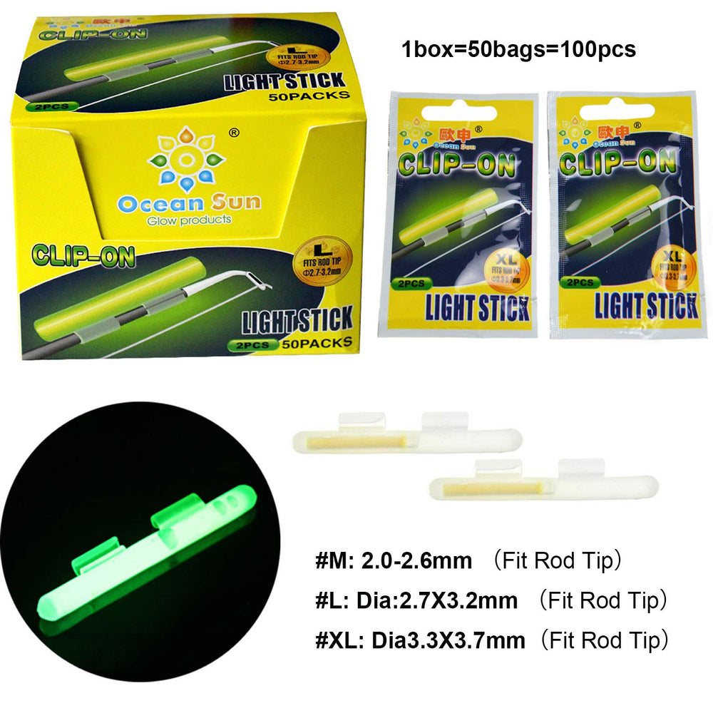 Glow rod tip size M attached to fishing rod