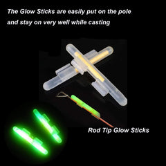 Glow rod tip size XL attached to fishing rod