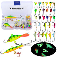 THKFISH ice jigs kit with seven styles offers versatile options for ice fishing