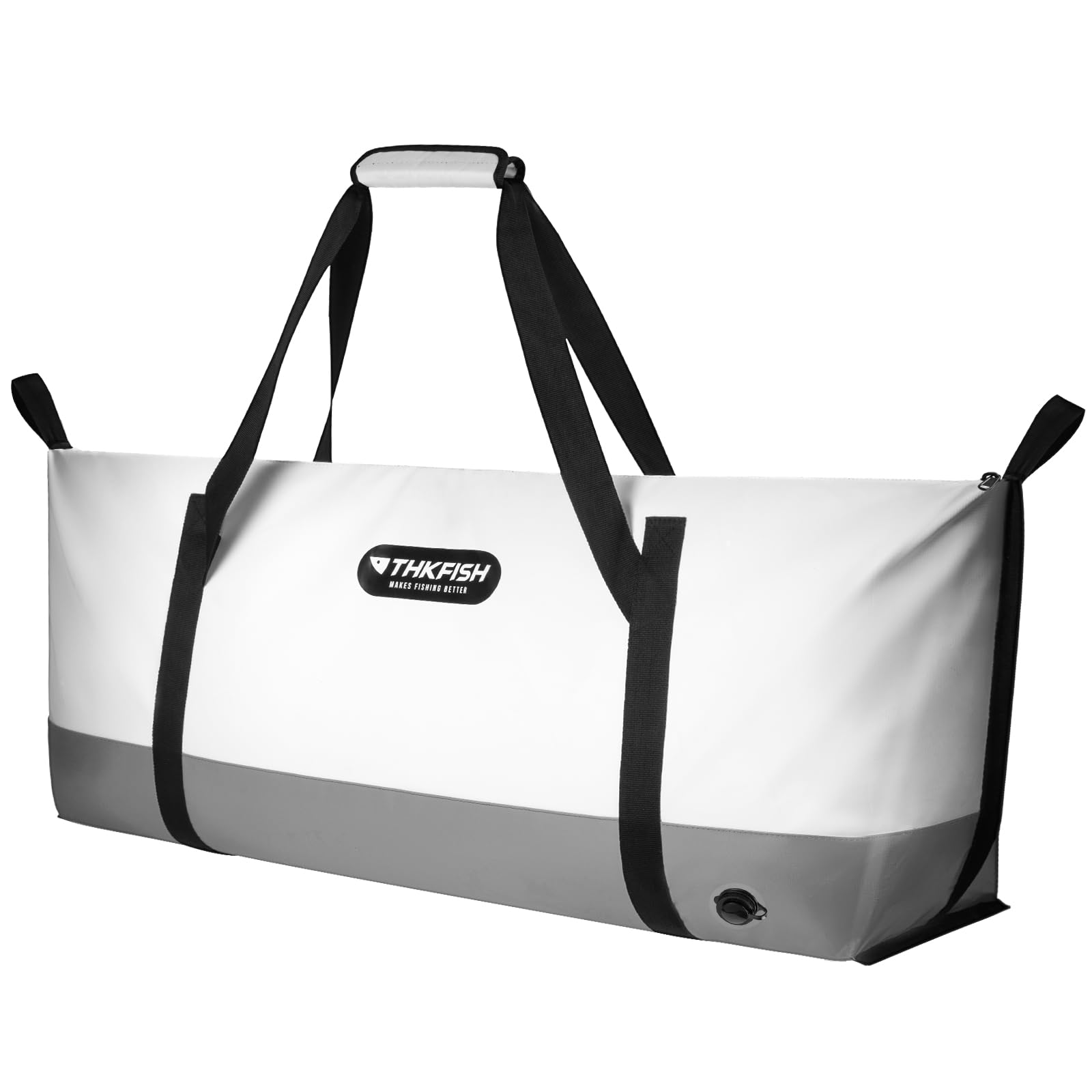 THKFISH insulated fish cooler bag side view shows durable waterproof shell and spacious interior for keeping catch fresh