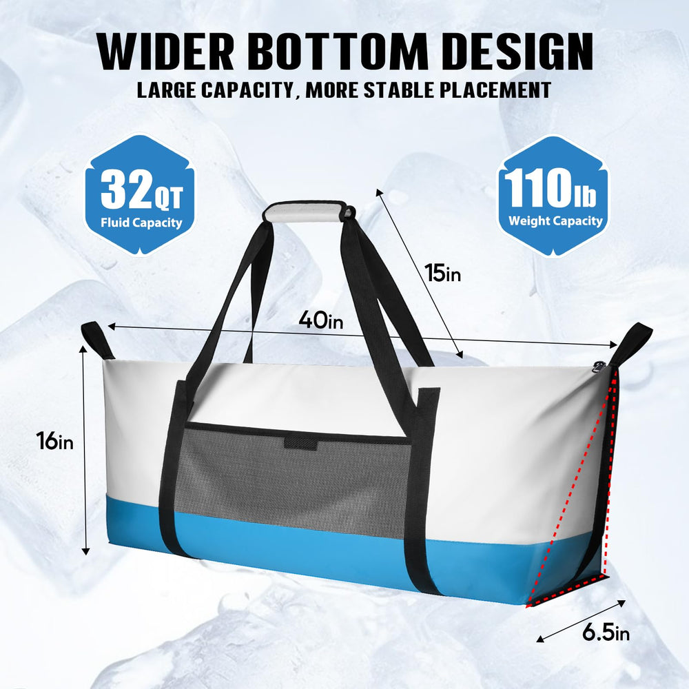 THKFISH insulated fish cooler bag top close-up highlights 10mm pearl cotton insulation for long-lasting cold
