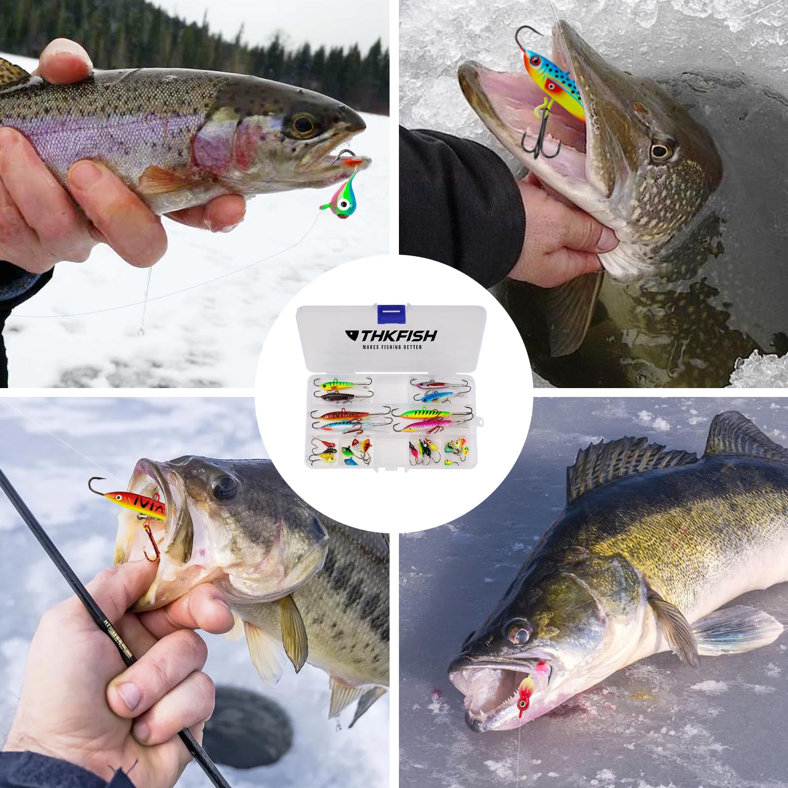 THKFISH 26-piece kit covers multiple sizes for versatile ice fishing.