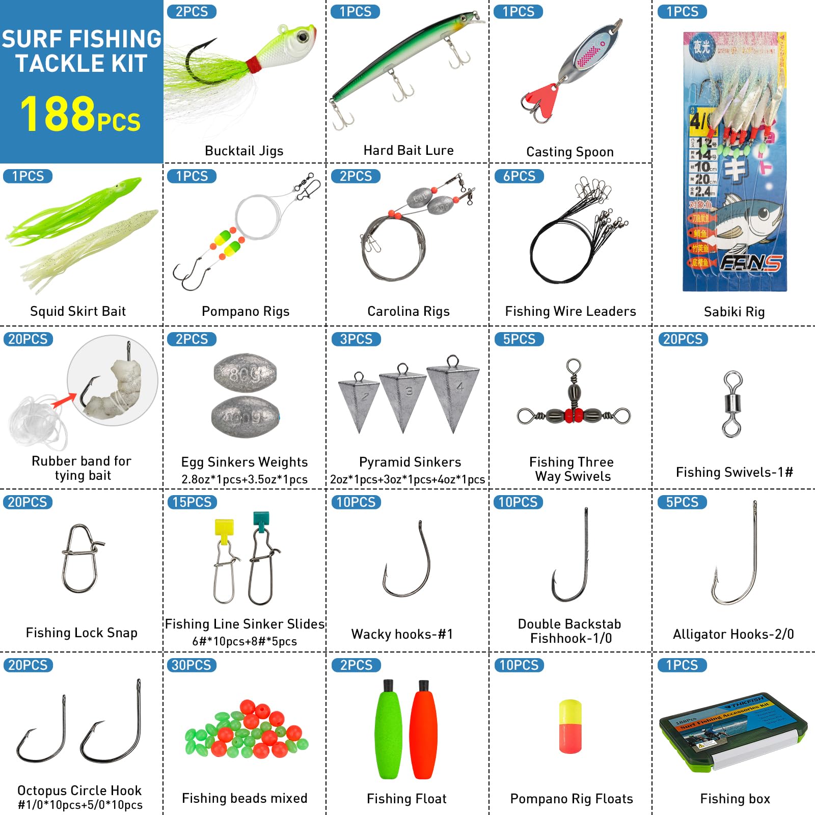 Assorted saltwater lures and rigs from THKFISH kit