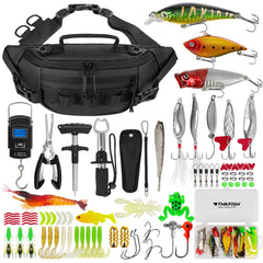THKFISH waist pack closeup shows durable fabric for rugged freshwater and saltwater use