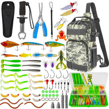 THKFISH 79 Pcs Fishing Tool Kit backpack with waterproof tackle bag