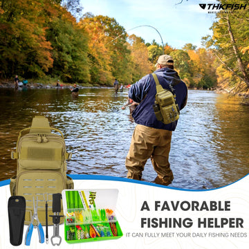 Complete THKFISH 79 Pcs Fishing Tool Kit laid out
