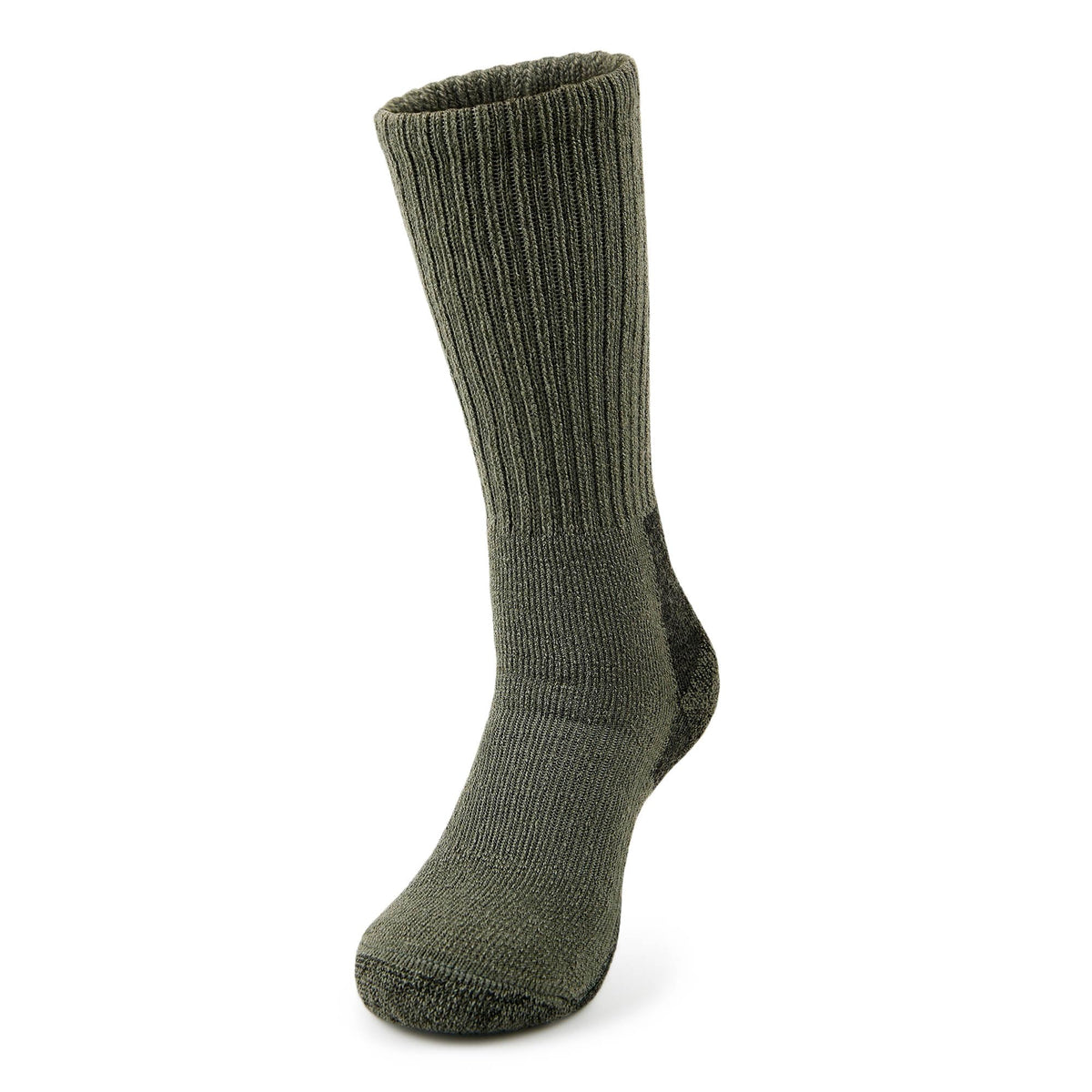 Thorlos tactical boot mid-calf heel area improves durability and comfort.