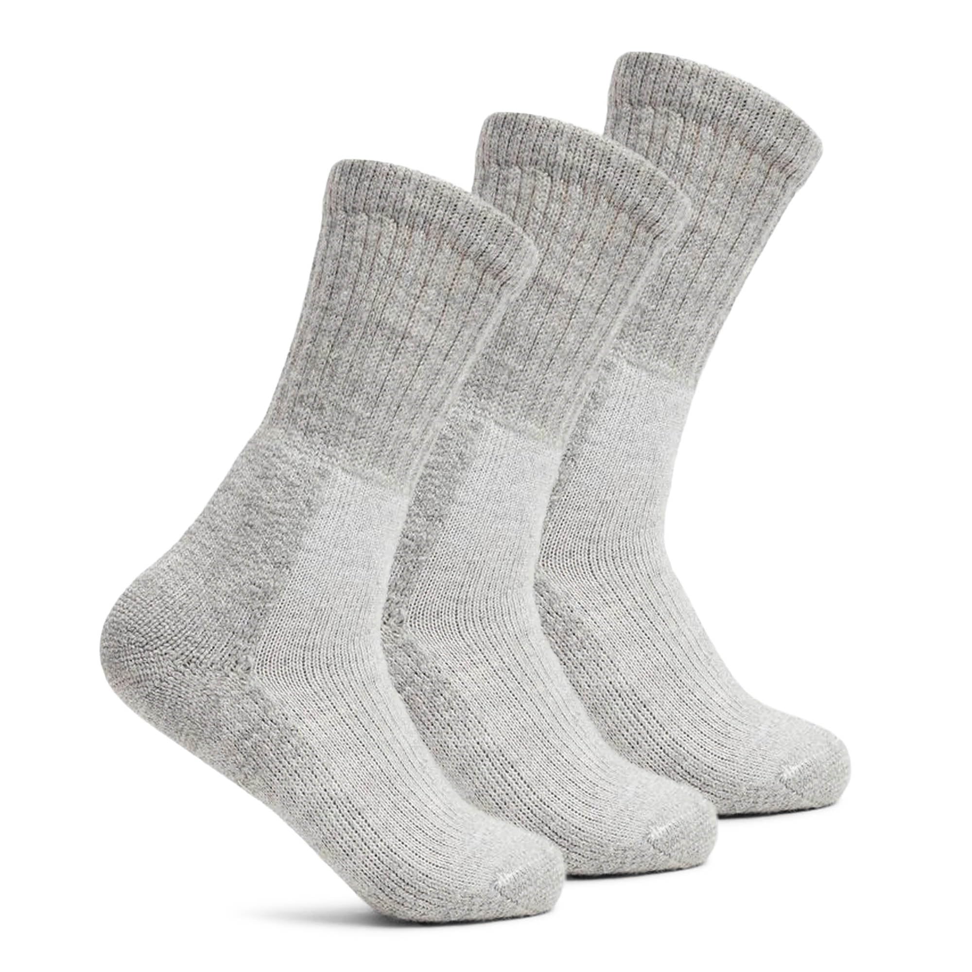 Thorlos Trekking Crew Thick Cushion pack3-light-grey-lg displayed for hiking in all climates