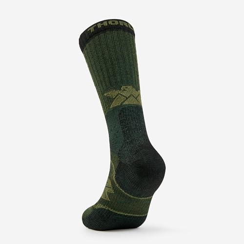 Thorlo Unisex Premium Hiking Moderate Cushion Crew fiber close-up shows CuTEC yarn and warmth