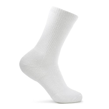 Thorlos Walking Crew 3-Pack White top view emphasizing moisture-wicking fibers for dry feet