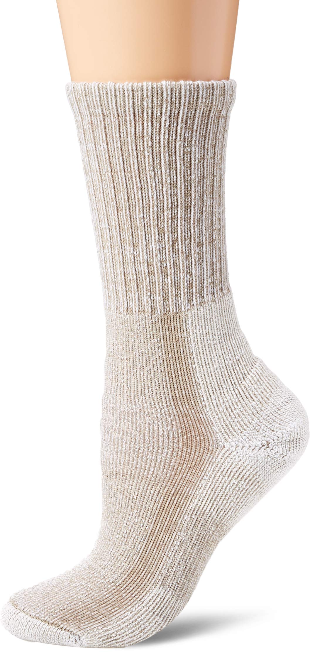 Thorlos women's moderate cushion Coolmax crew sock in khaki provides comfort and moisture control.