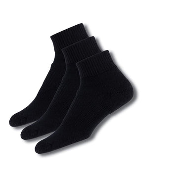 Thorlos WMX Max Cushion Walking Ankle Sock in black 3-pack provides comfortable walking support and moisture wicking.