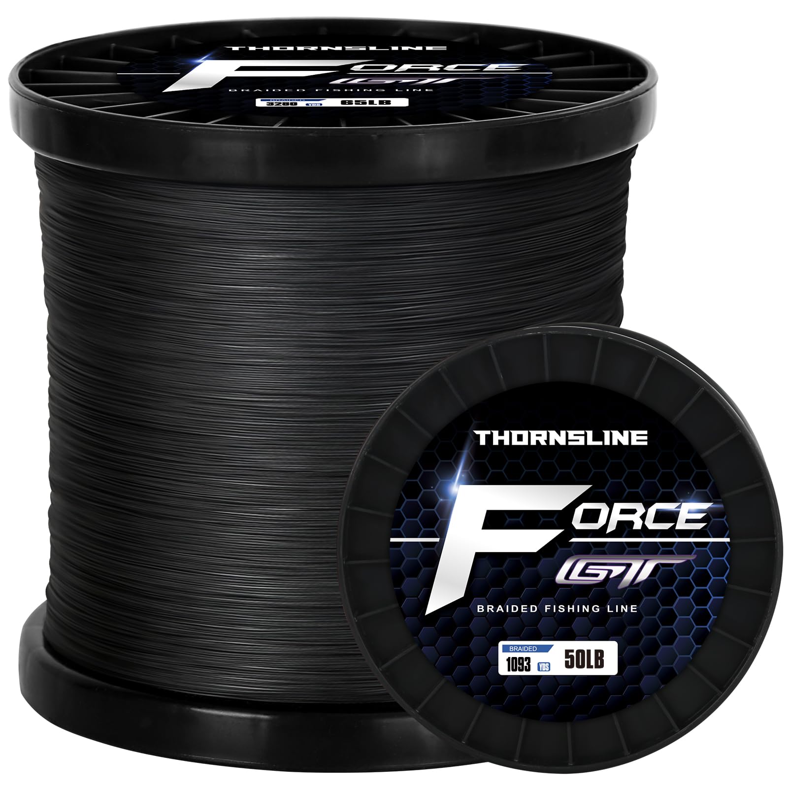 ThornsLine Force braided spool in camo shows stealth and durability for tough water.
