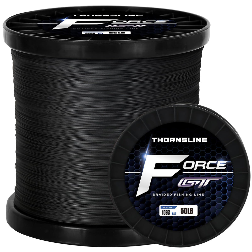 ThornsLine Force braided spool in camo shows stealth and durability for tough water.