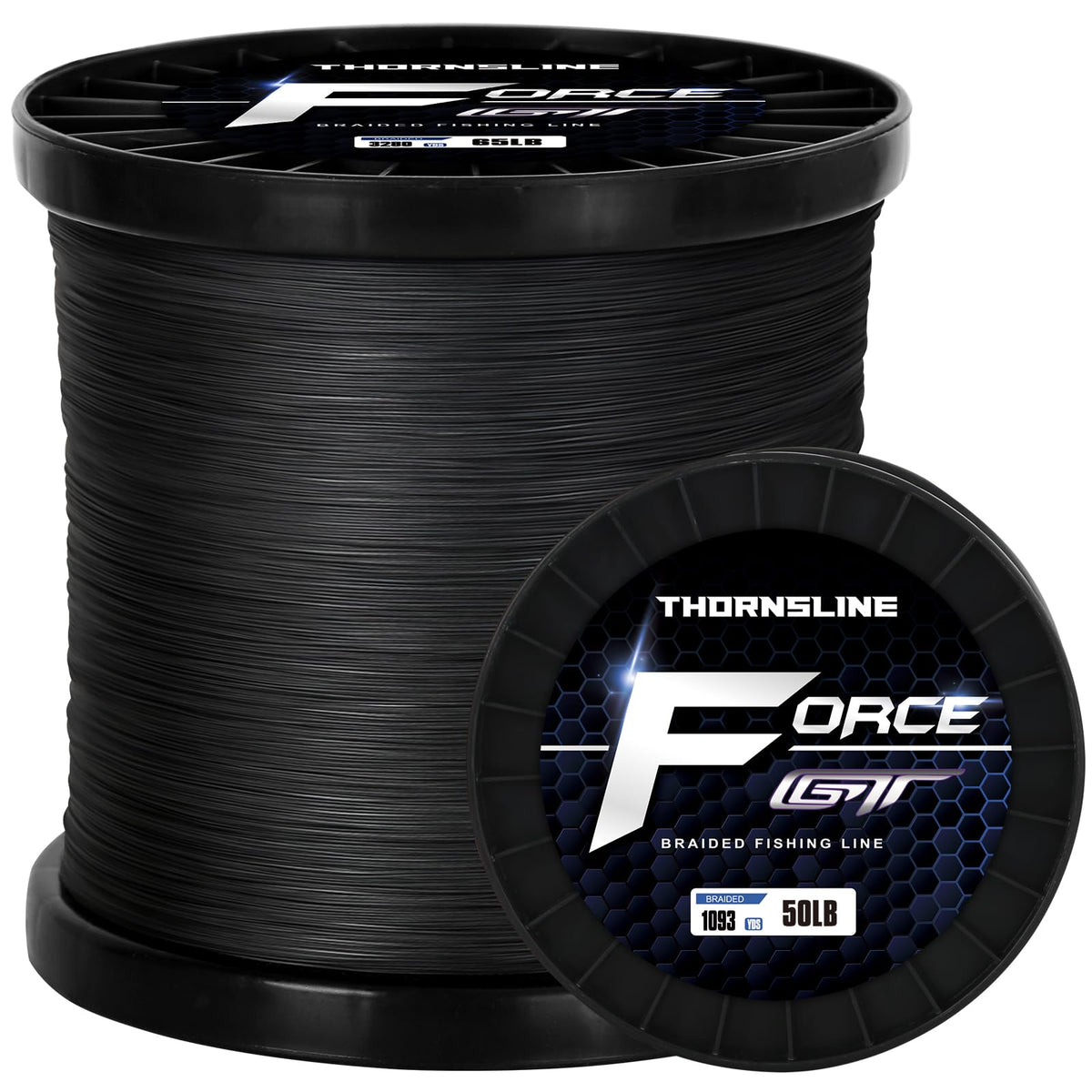 ThornsLine Force braided spool in camo shows stealth and durability for tough water.