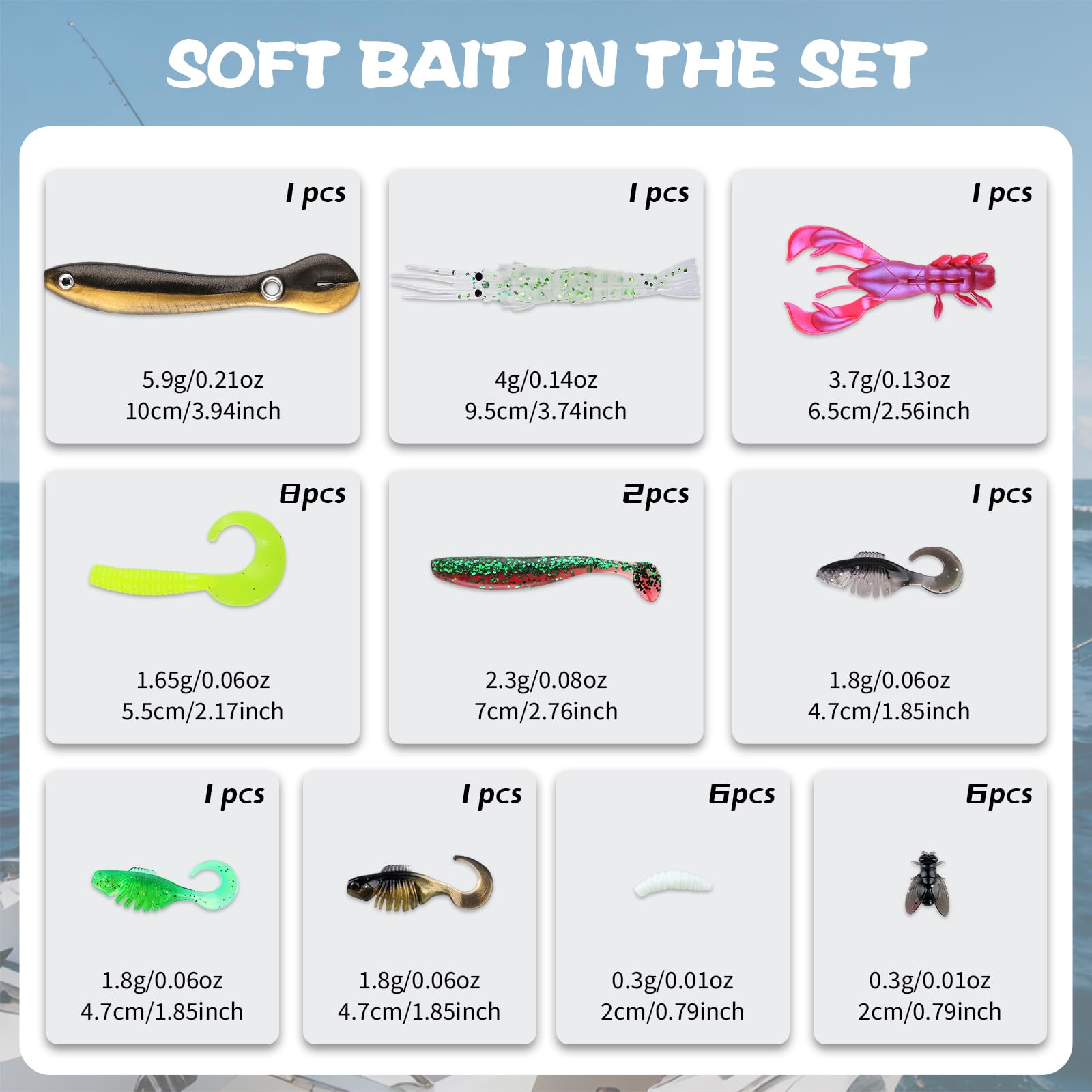 Lifelike fishing lures with realistic 3D eyes and swimming action