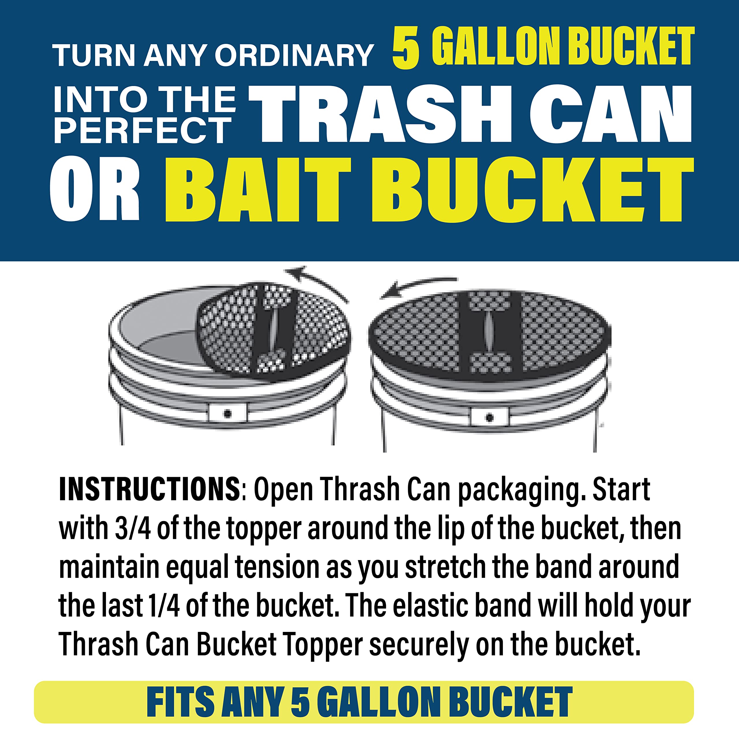 Bucket cover installed on a boat bucket to keep contents tidy