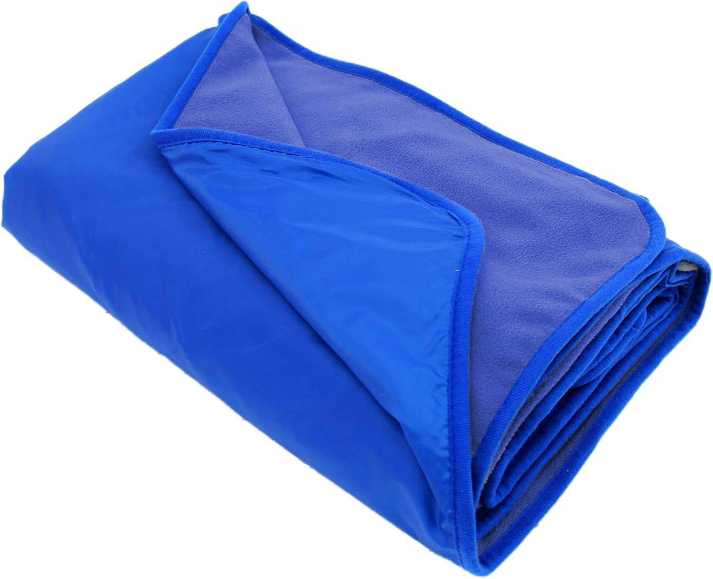 Threadart waterproof blanket royal blue roll-up bag shows easy transport