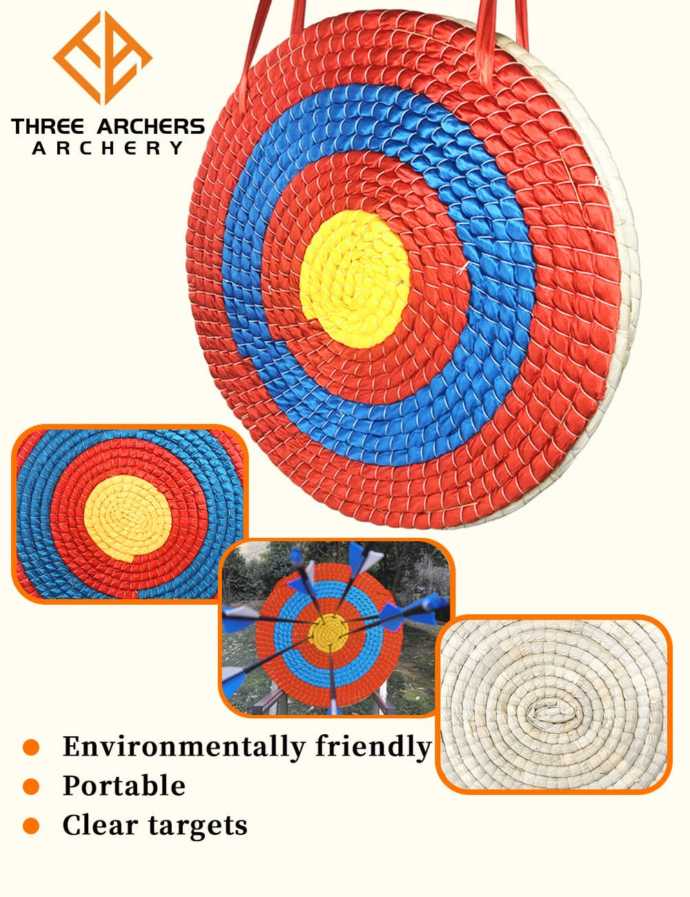 Three Archers straw archery target diameter 50cm for wide target area