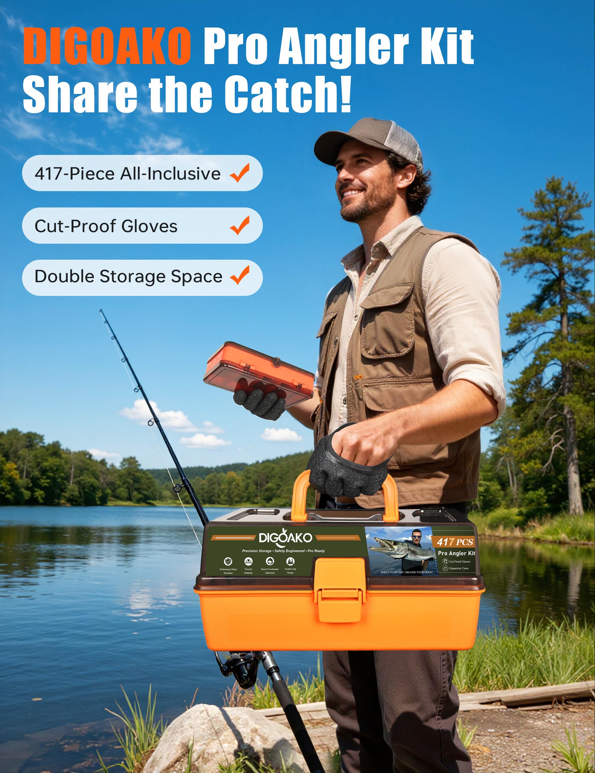 3-layer adjustable tackle box organizer