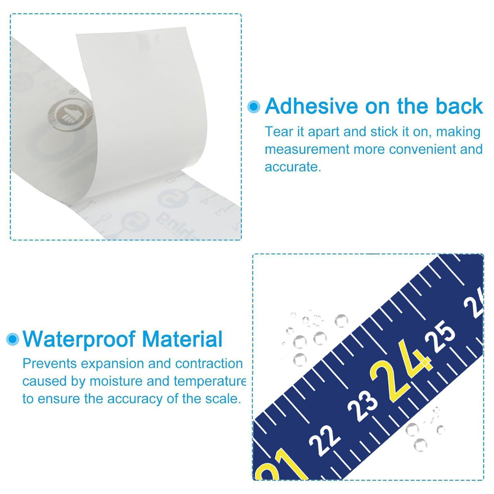 Package showing three blue fish measuring tape stickers