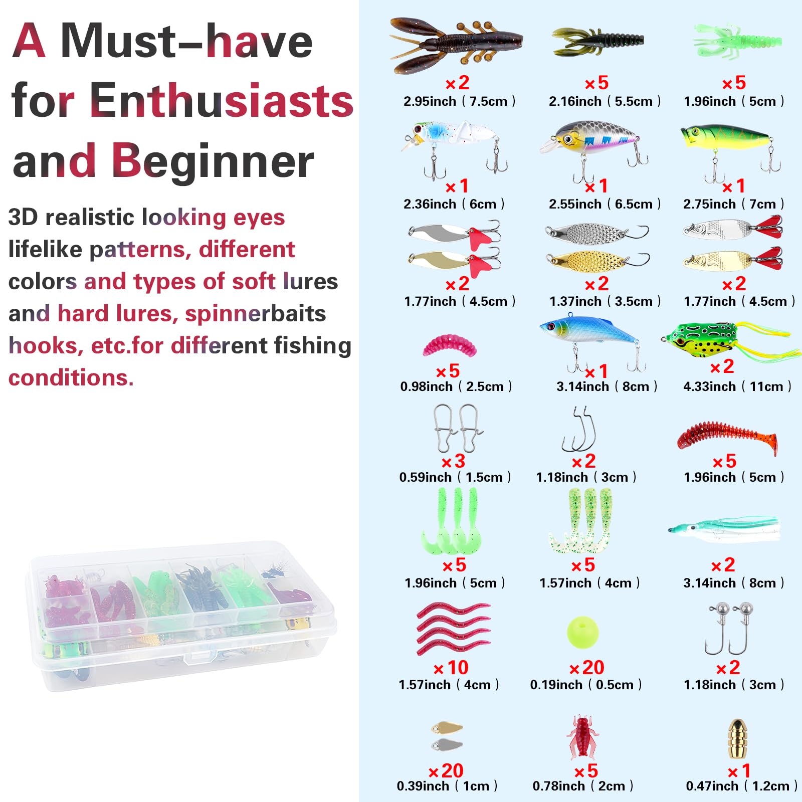 Three-tier tackle box design for easy organization