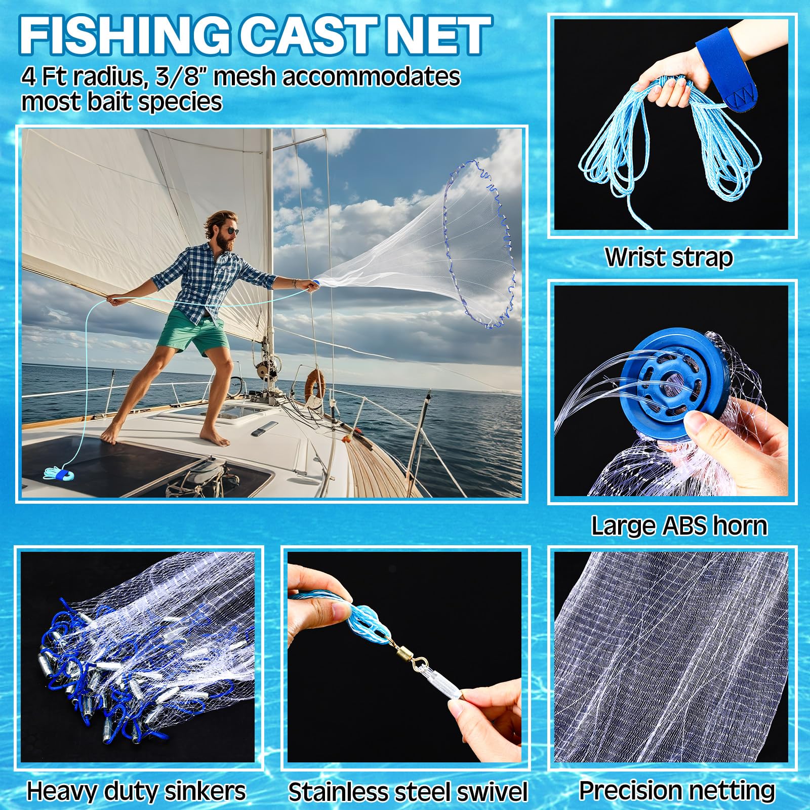 Saltwater cast net included with set