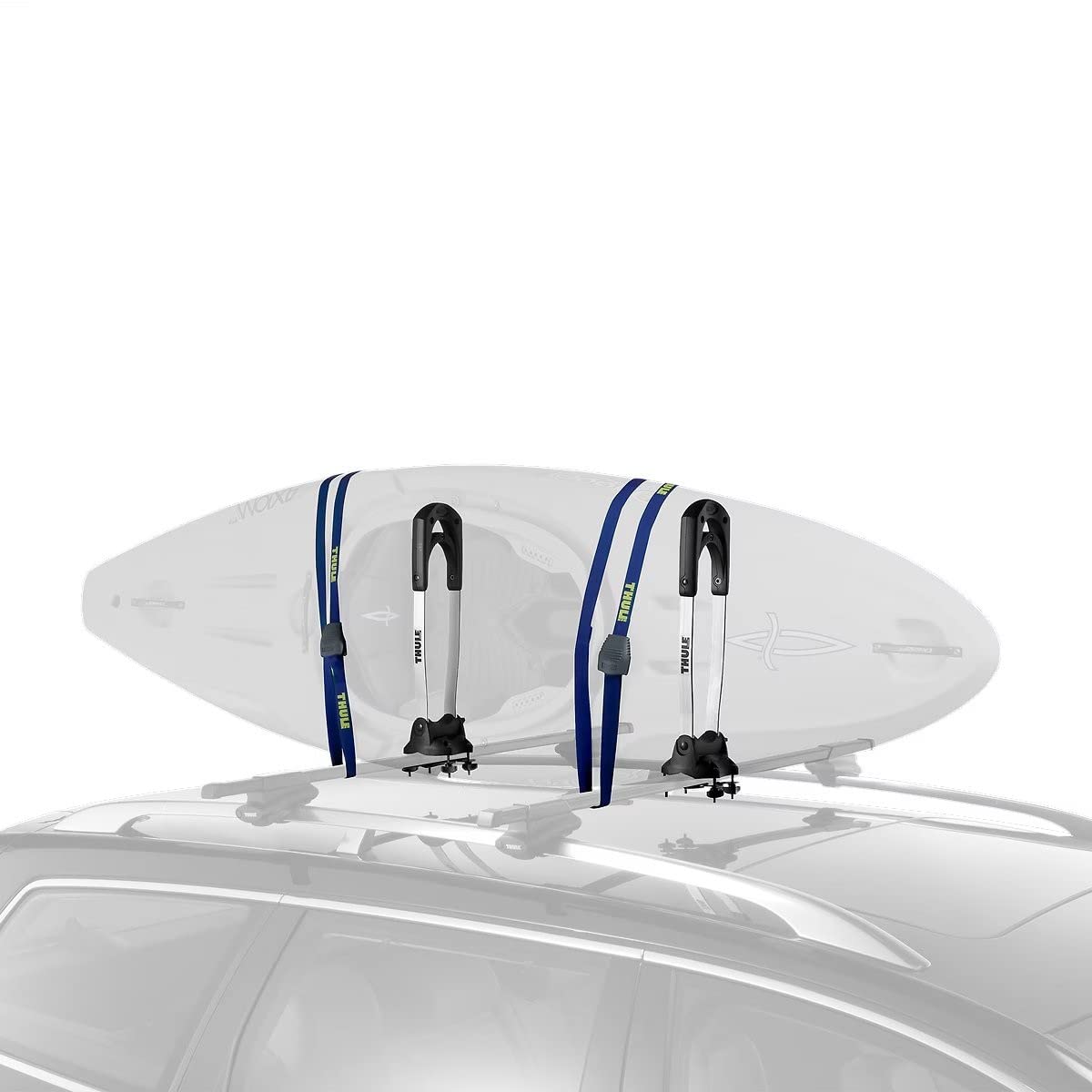 Thule 830 The Stacker with non-scratch coating protects kayaks and roof surface.