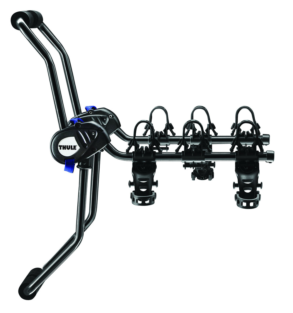 Thule 911XT Passage 3 bike trunk mount setup demonstrates secure three-bike transport